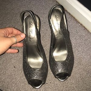 Silver shimmery heels